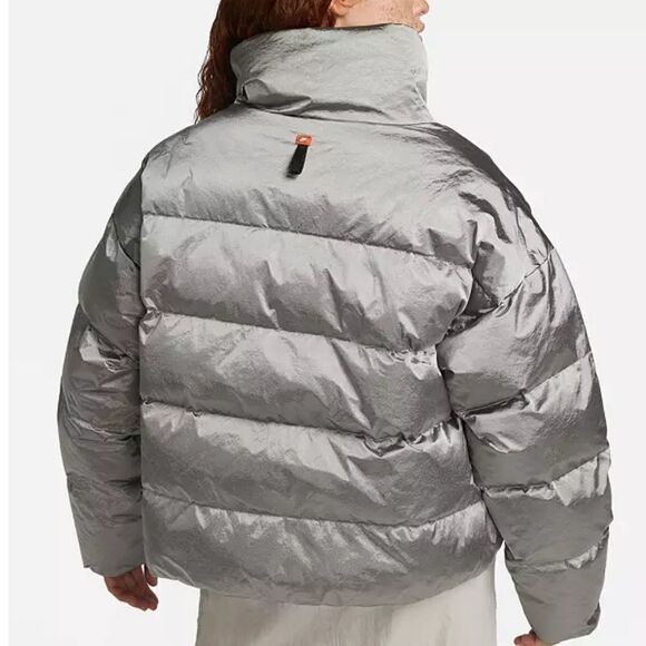 Nike Women's Therma-Fit Synthetic Fill Gray Shine Puffer Jacket Size M - Picture 2 of 6